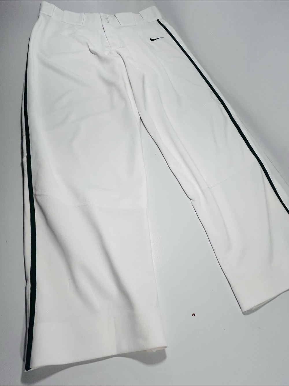 Nike BSBL Baseball Softball Pants White Green Piping Medium